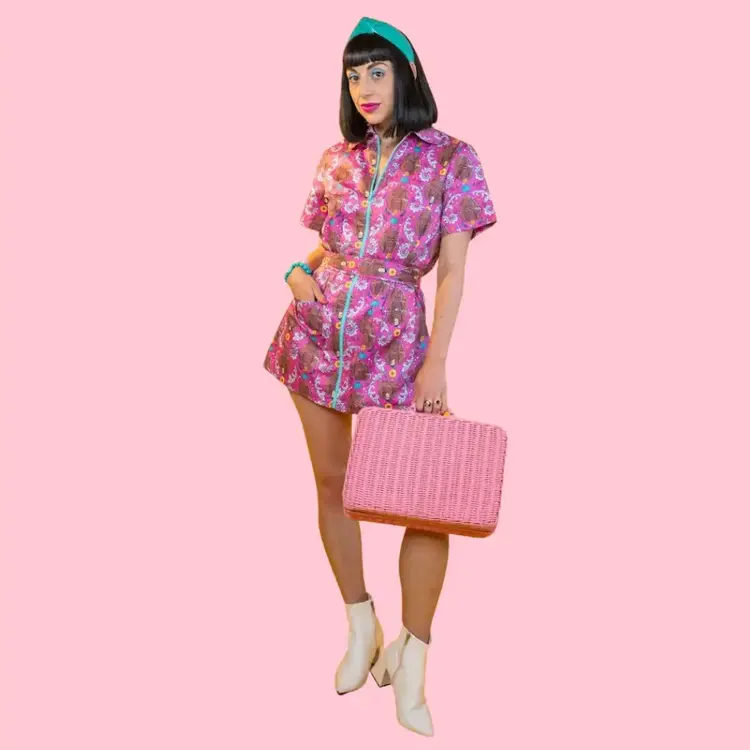 Cheeky Tiki Monkeys Belted Micro Mini