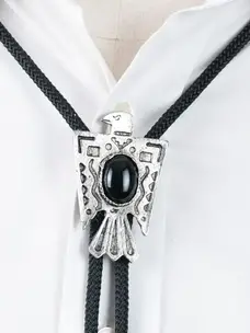 Thunderbird Bolo Tie with Black Stone