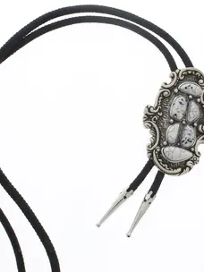 Vintage White Buffalo Stone Bolo Ties-Vintage-73mmx50mm