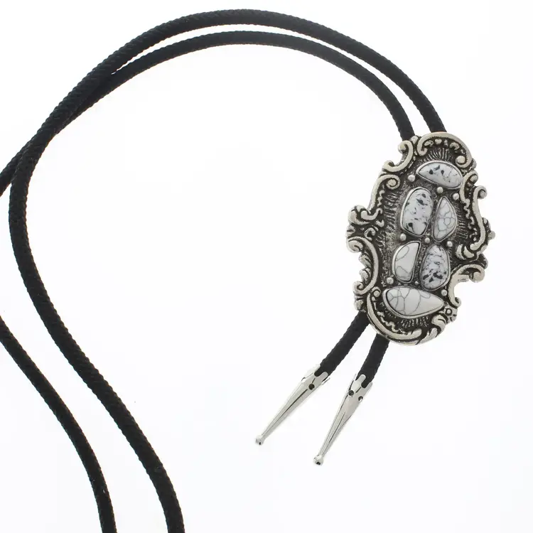 Vintage White Buffalo Stone Bolo Ties-Vintage-73mmx50mm
