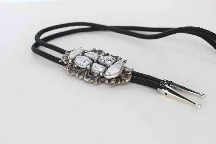 Vintage White Buffalo Stone Bolo Ties-Vintage-73mmx50mm