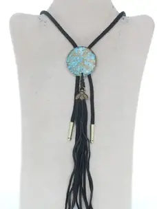 Bee Charm Leather Tassel Bolo Tie