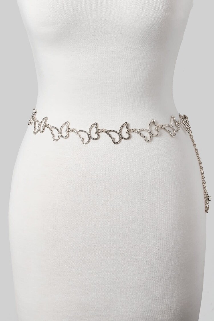 Rhinestone Pave Butterfly Chain Belt