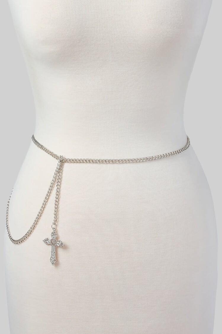Chain Belt With Dangling Cross