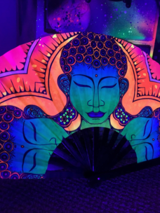 Awaken Buddha UV Reactive Hand Fan