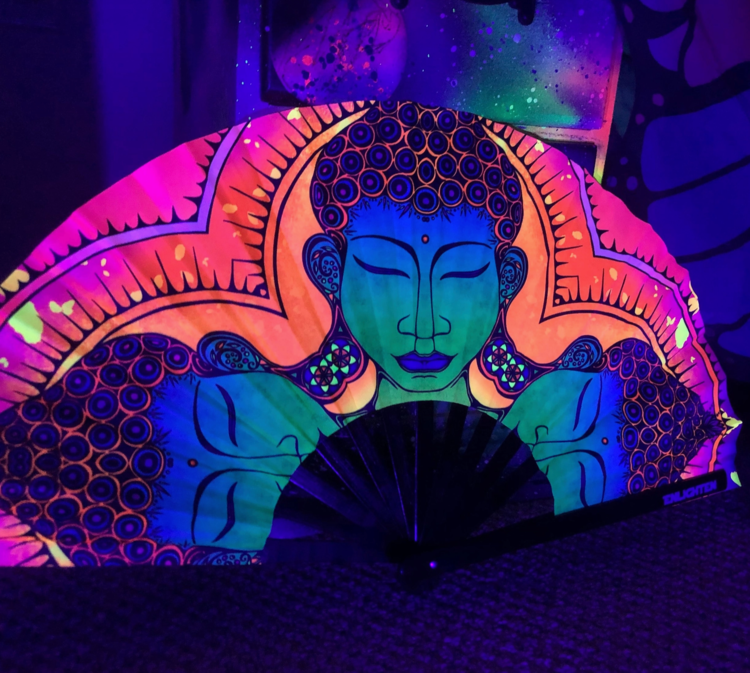 Awaken Buddha UV Reactive Hand Fan