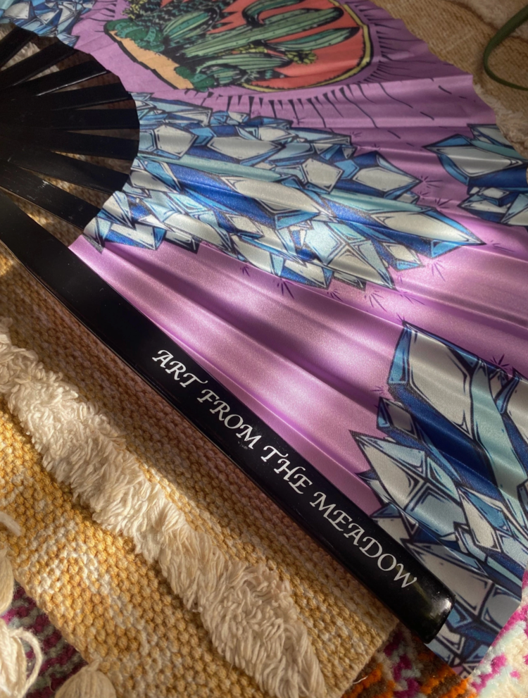 Crystal Cactus Hand Fan