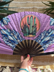 Crystal Cactus Hand Fan