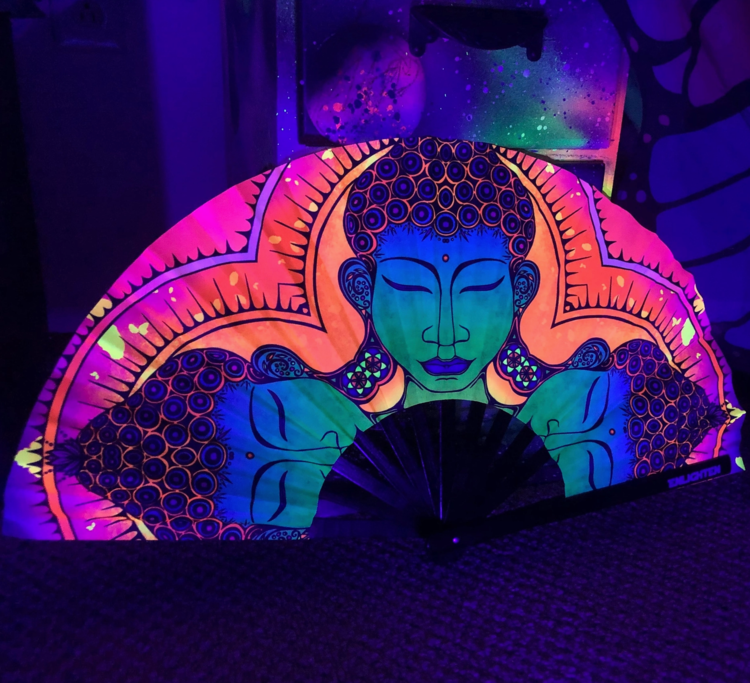 Awaken Buddha UV Reactive Hand Fan