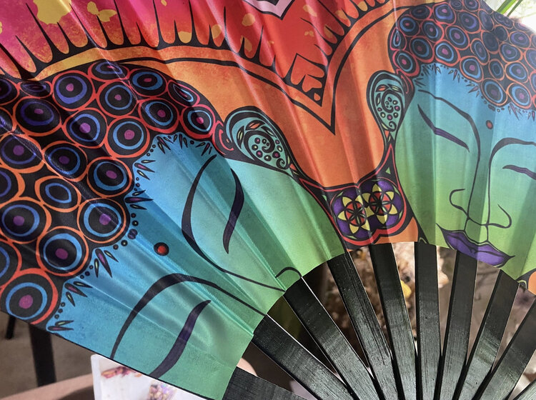 Awaken Buddha UV Reactive Hand Fan