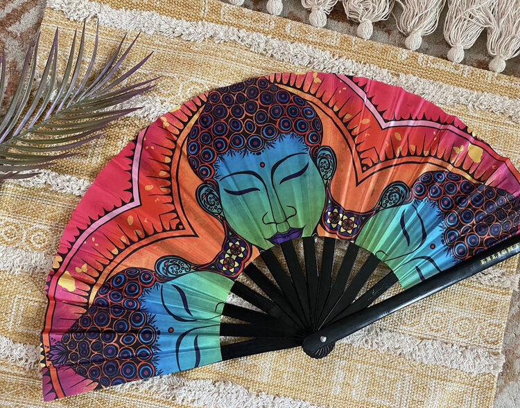 Awaken Buddha UV Reactive Hand Fan