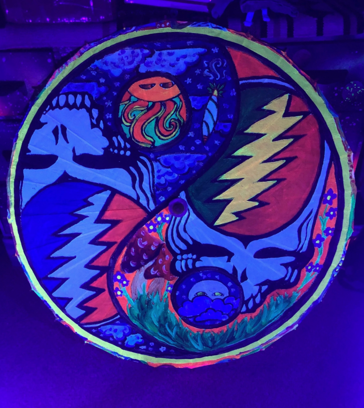 Night and Day Yin Yang UV Reactive Parasol