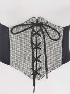 Rhinestone Lace Up Waist Cincher