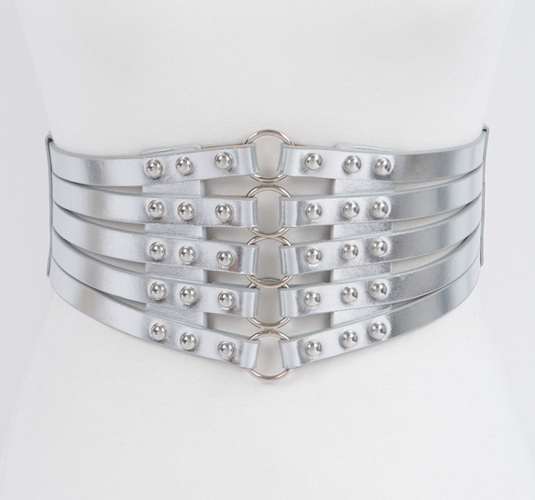 Metallic Studded O-Ring Waist Cincher Plus