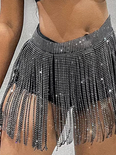 Adjustable Rhinestone Fringe Skirt