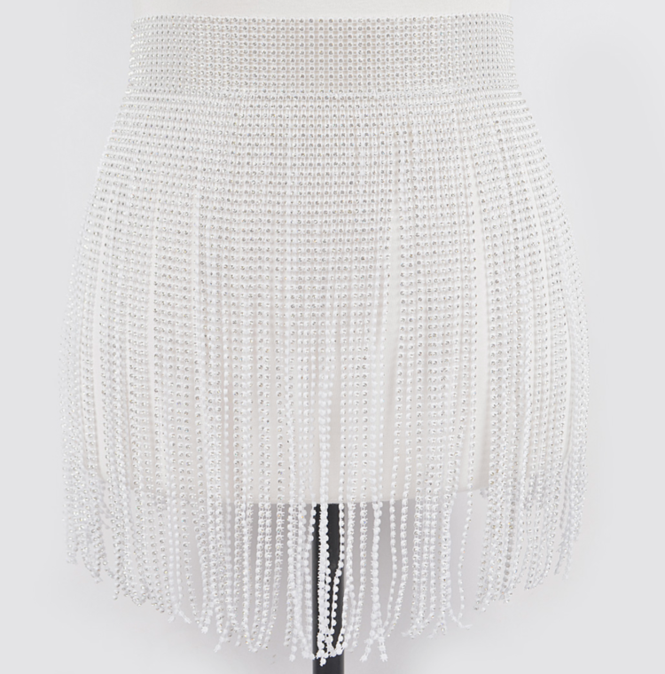 Adjustable Rhinestone Fringe Skirt