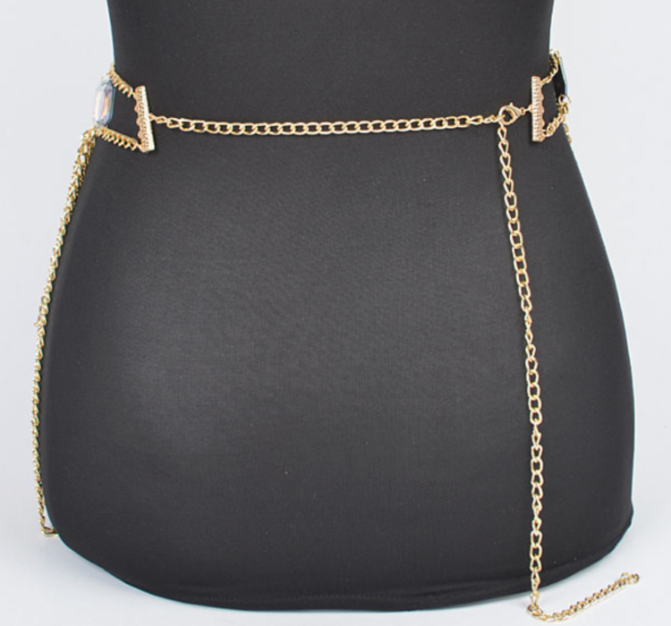 AB Stone Layered Chain Belt