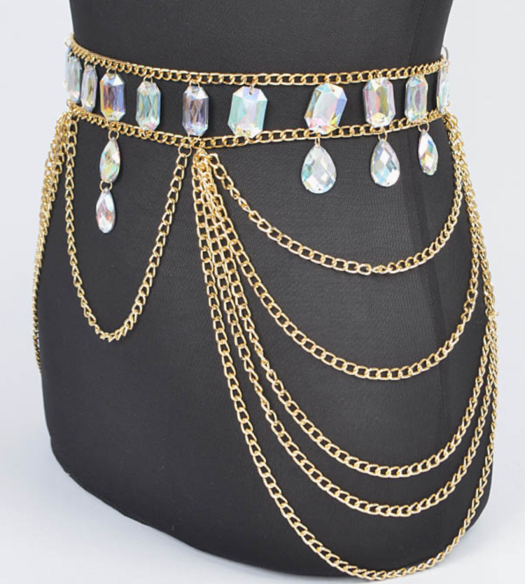 AB Stone Layered Chain Belt