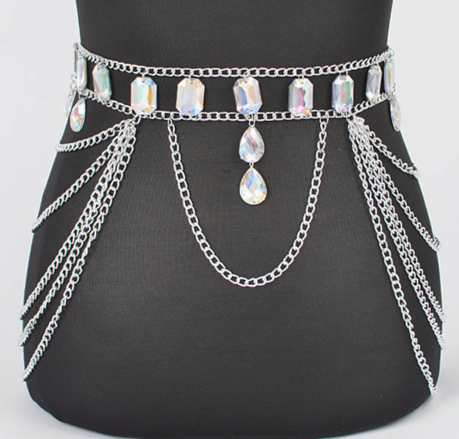 AB Stone Layered Chain Belt | No Rules Fashion - No Rules 