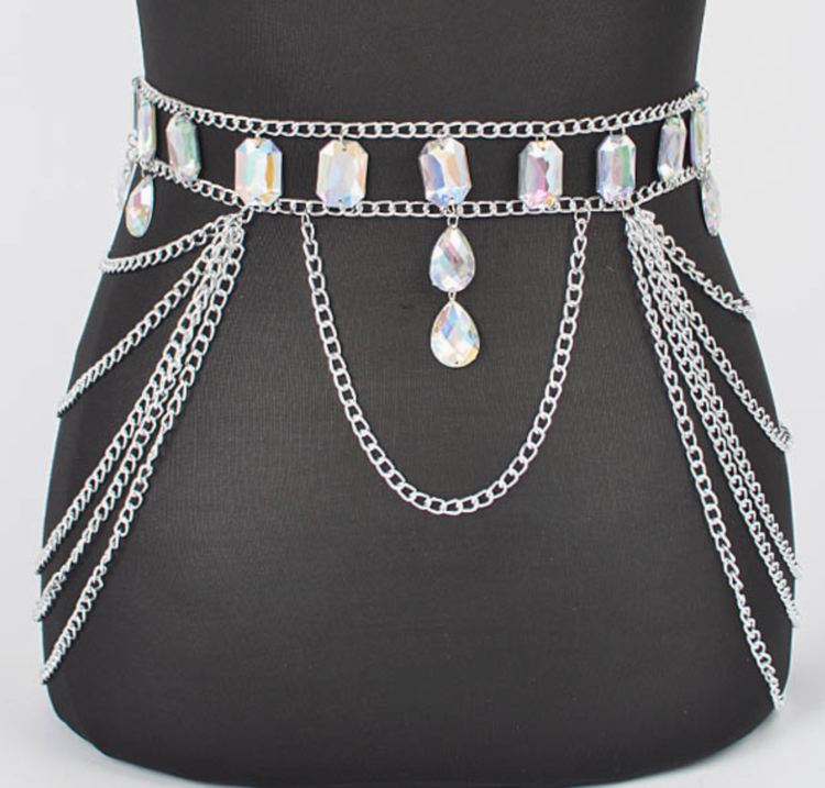 AB Stone Layered Chain Belt