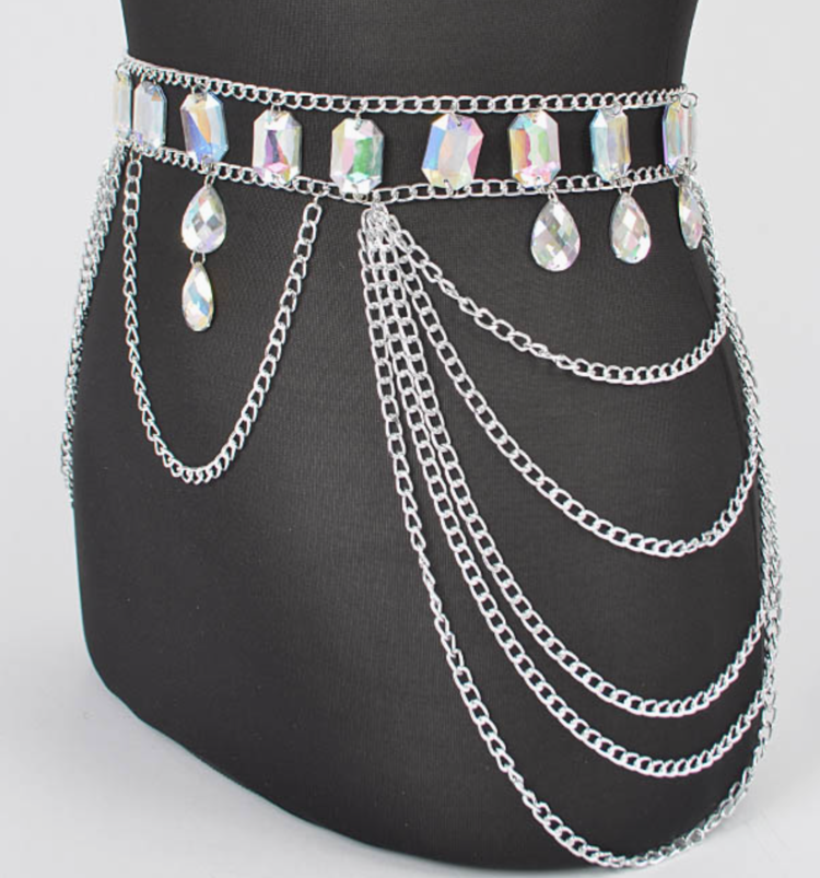 AB Stone Layered Chain Belt