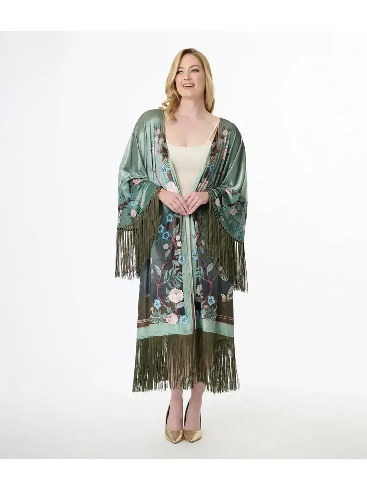 1930'S Peacock Fringe Kimono