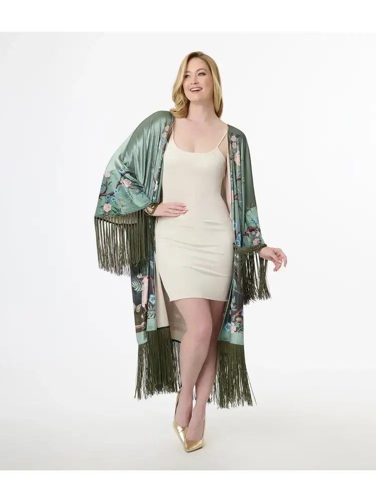 1930'S Peacock Fringe Kimono