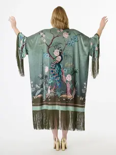 1930'S Peacock Fringe Kimono