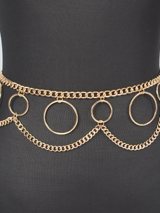Multi O-Ring Layered Chain Belt Gold