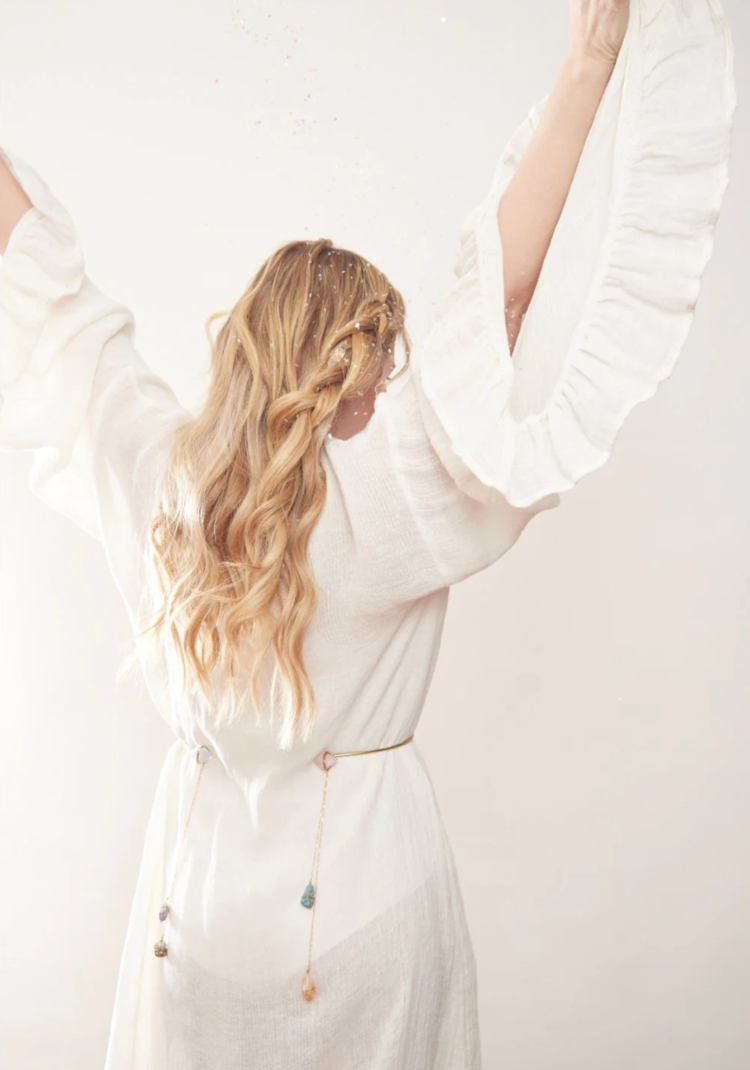 Open Air Halcyon Dripping Healing Crystals Belly Chain Belt