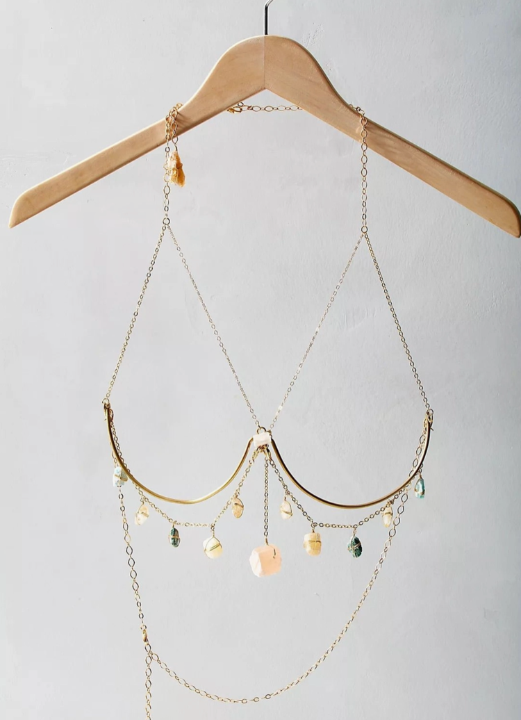 Dripping Stone Bra Corset Body Jewelry