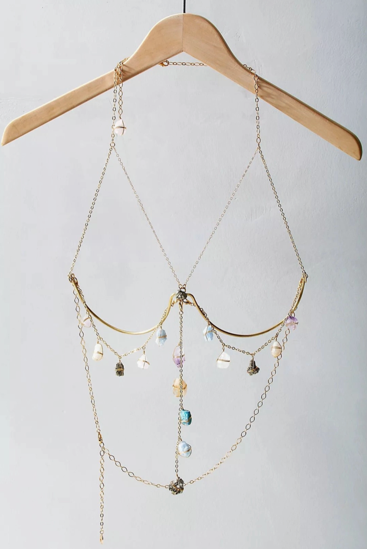 Dripping Stone Bra Corset Body Jewelry