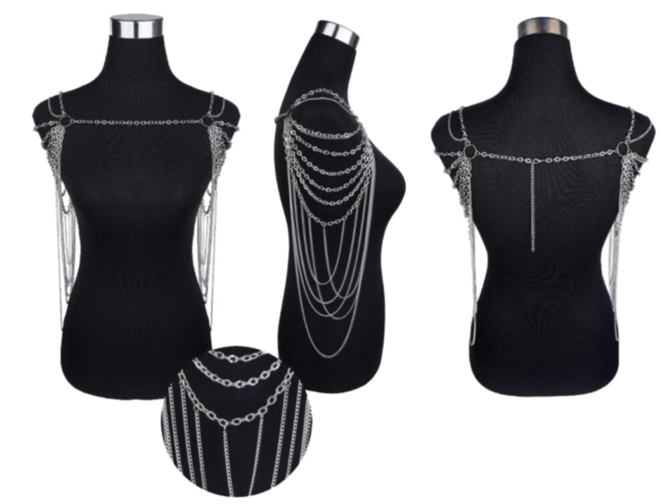 Layered Shoulder Chain Harness Silver