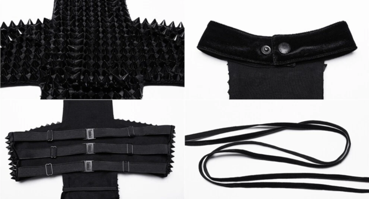 Studded Gothic Cross Halter Top Black