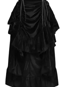 Black Velvet Adjustable High Low Bustle Skirt