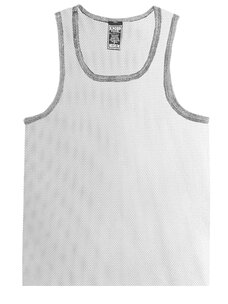 Contrast Glitter Trim Mesh Tank - White Silver
