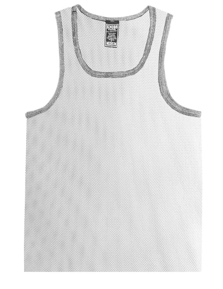 Contrast Glitter Trim Mesh Tank - White Silver