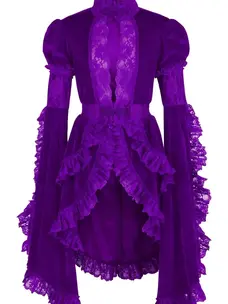 Purple Velvet & Lace Ruffled Jacket