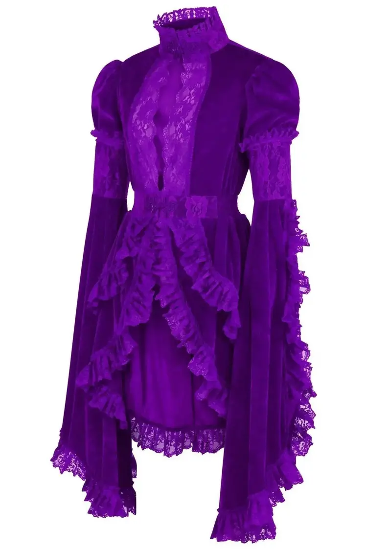 Purple Velvet & Lace Ruffled Jacket