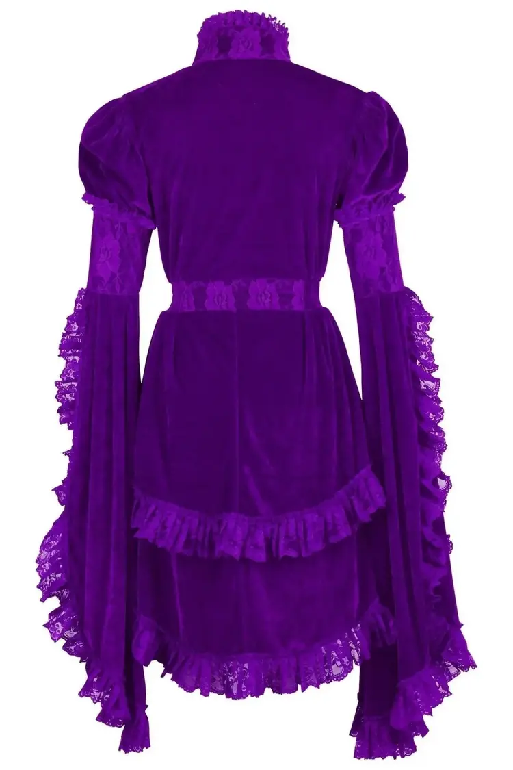 Purple Velvet & Lace Ruffled Jacket