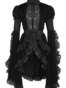 Black Velvet & Lace Ruffled Jacket