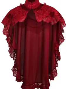 Dark Red Velvet & Lace Capelet