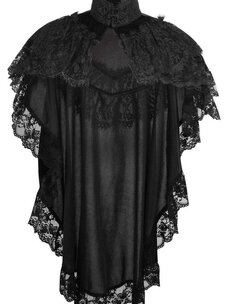Tapered Black Velvet & Lace Capelet