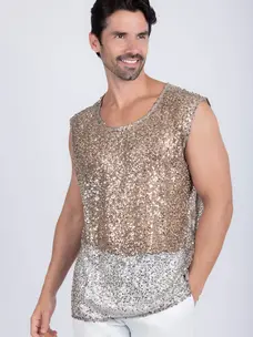 Beige Sheer Sequin Tank