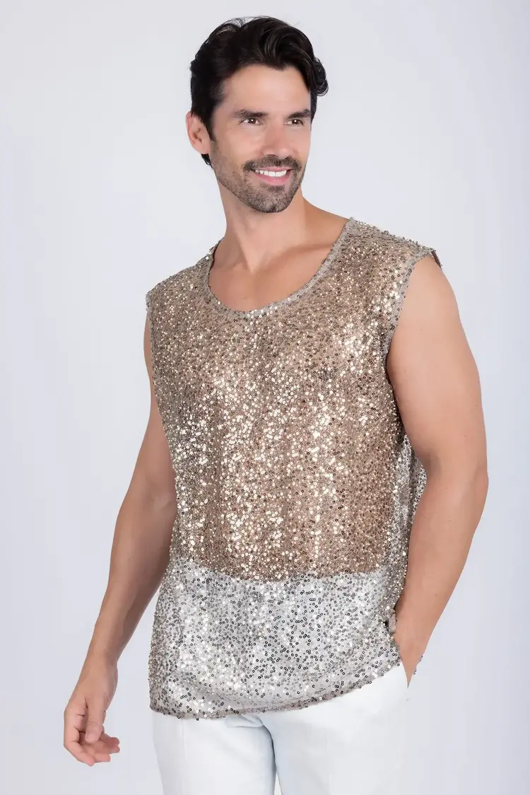 Beige Sheer Sequin Tank