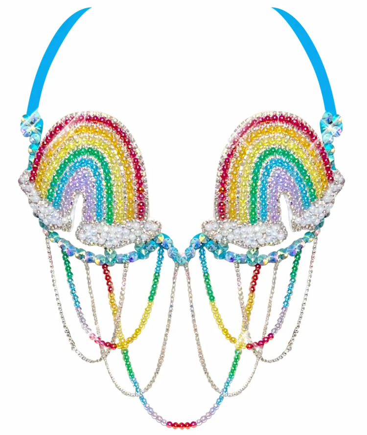 Rainbow Rhinestone Carnival Bra