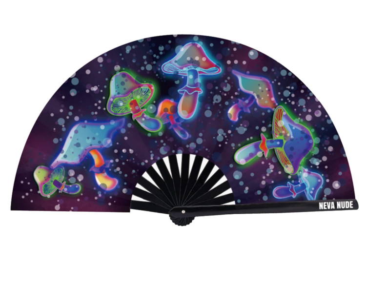 Zoomy Shroomy Blacklight Folding Fan