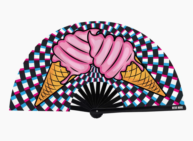 Ice Cream You Scream Blacklight Folding Fan
