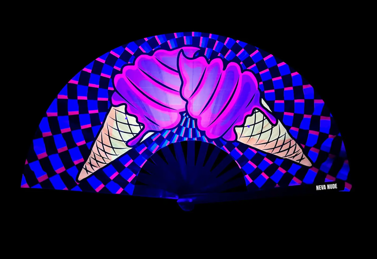 Ice Cream You Scream Blacklight Folding Fan