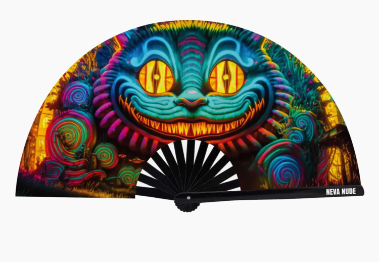 We're All Mad Here Blacklight Folding Fan
